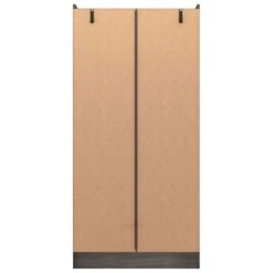 Nevada Black Wood Grain Mirrored 2 Door 1 Drawer Wardrobe -Cheap Bed Store nevada black wood grain mirrored 2 door 1 drawer wardrobe p76711 124435 zoom