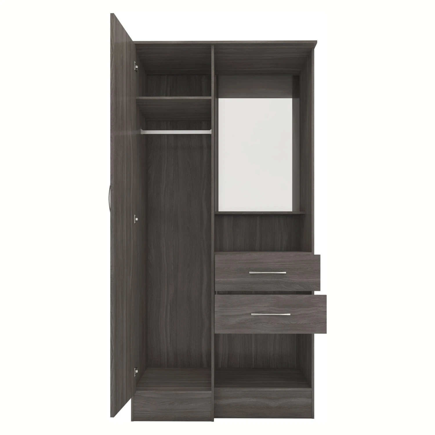 Nevada Black Wood Grain Vanity 1 Door Wardrobe 5 Nevada Black Wood Grain Vanity 1 Door Wardrobe - Image 3