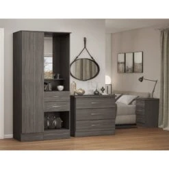 Nevada Black Wood Grain Vanity 1 Door Wardrobe 13 Nevada Black Wood Grain Vanity 1 Door Wardrobe -Cheap Bed Store nevada black wood grain vanity 1 door wardrobe p80445 158109 zoom
