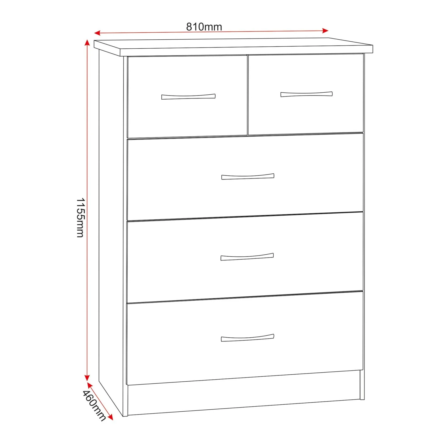 Nevada Grey 3+2 Drawer Chest 10 Nevada Grey 3+2 Drawer Chest - Image 8