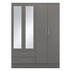 Nevada Grey 4 Door 2 Drawer Mirrored Wardrobe -Cheap Bed Store nevada grey 4 door 2 drawer mirrored wardrobe p76474 123062 zoom