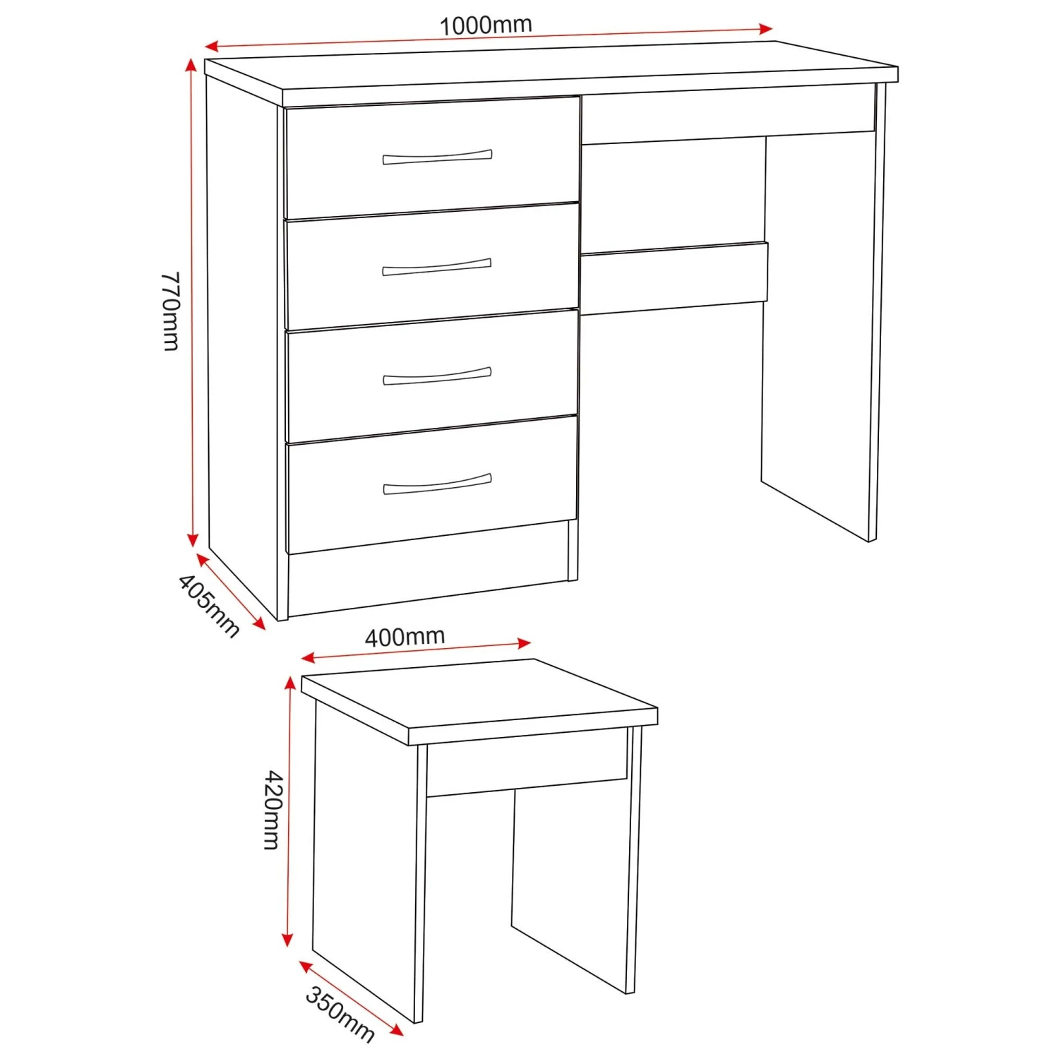 Nevada Grey 4 Drawer Dressing Table Set 9 Nevada Grey 4 Drawer Dressing Table Set - Image 7