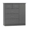 Nevada Grey 5 Drawer Low Wardrobe