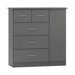 Nevada Grey 5 Drawer Low Wardrobe