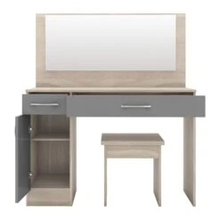 Nevada Grey Gloss & Light Oak Veneer Vanity/Dressing Table Set -Cheap Bed Store nevada grey gloss light oak veneer vanity dressing table set p80407 157957 zoom