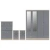 Nevada Grey Gloss & Oak 4 Door 2 Drawer Mirrored Wardrobe Bedroom Set -Cheap Bed Store nevada grey gloss oak 4 door 2 drawer mirrored wardrobe bedroom set p76754 124905 zoom