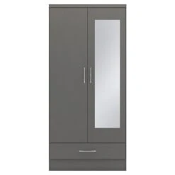 Nevada Mirrored 3D Effect Grey 2 Door 1 Drawer Wardrobe -Cheap Bed Store nevada mirrored 3d effect grey 2 door 1 drawer wardrobe p76709 124421 zoom