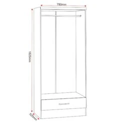 Nevada Mirrored 3D Effect Grey 2 Door 1 Drawer Wardrobe -Cheap Bed Store nevada mirrored 3d effect grey 2 door 1 drawer wardrobe p76709 124515 zoom