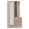 Nevada Oyster Gloss/Light Oak Effect Veneer Mirrored Open Shelf Wardrobe -Cheap Bed Store nevada oyster gloss light oak effect veneer mirrored open shelf wardrobe p80427 158034 zoom