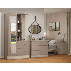 Nevada Oyster Gloss/Light Oak Effect Veneer Mirrored Open Shelf Wardrobe 13 Nevada Oyster Gloss/Light Oak Effect Veneer Mirrored Open Shelf Wardrobe -Cheap Bed Store nevada oyster gloss light oak effect veneer mirrored open shelf wardrobe p80427 158038 zoom