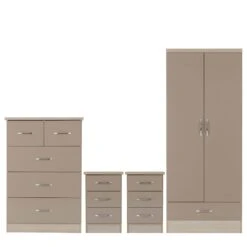 Nevada Oyster & Light Oak 2 Door 1 Drawer Wardrobe Bedroom Set