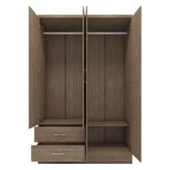 Nevada Rustic Oak 4 Door 2 Drawer Mirrored Wardrobe -Cheap Bed Store nevada rustic oak 4 door 2 drawer mirrored wardrobe p76529 123496 zoom