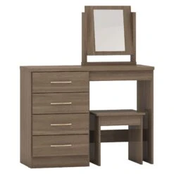 Nevada Rustic Oak 4 Drawer Dressing Table Set