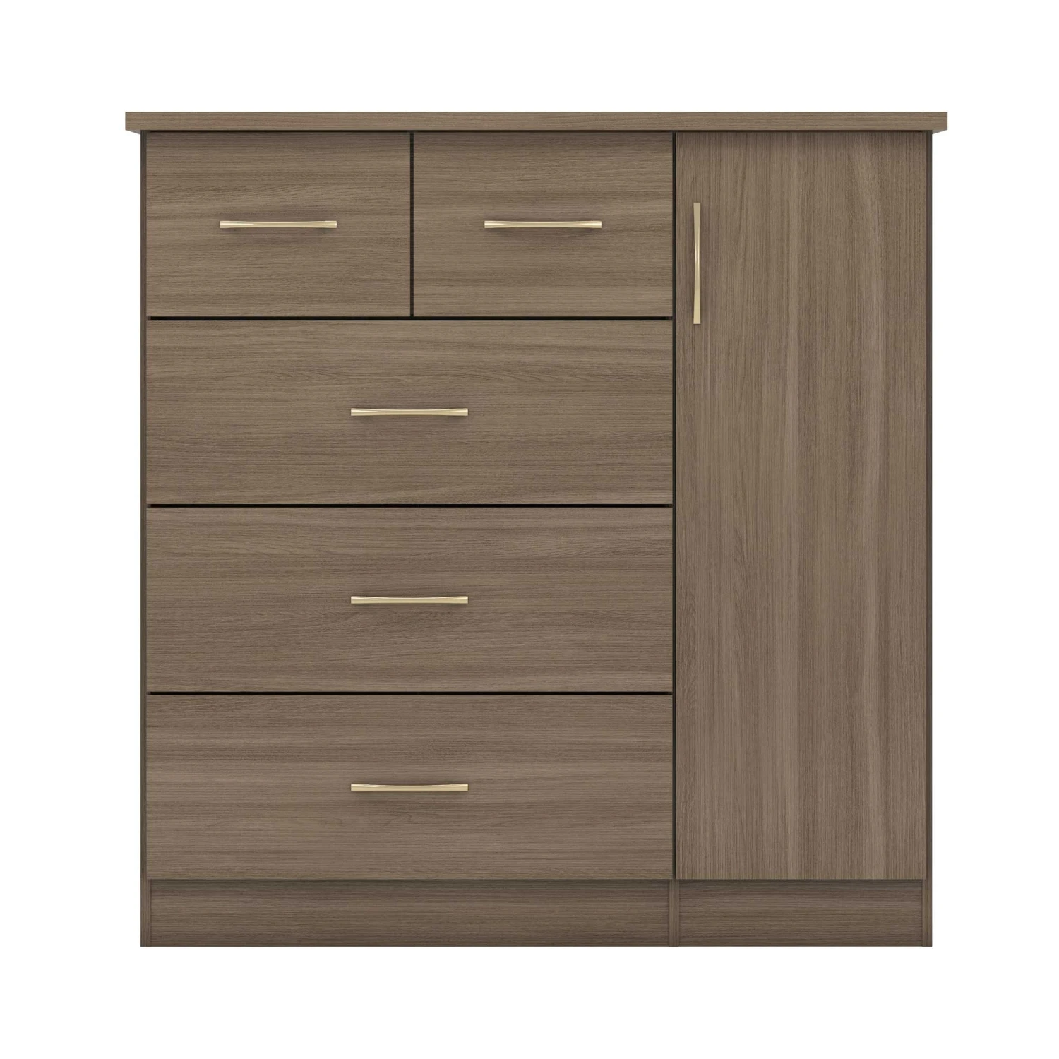 Nevada Rustic Oak 5 Drawer Low Wardrobe 5 Nevada Rustic Oak 5 Drawer Low Wardrobe - Image 3