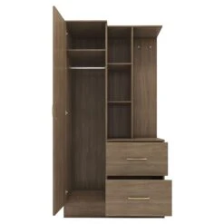 Nevada Rustic Oak Effect Mirrored Open Shelf Wardrobe 11 Nevada Rustic Oak Effect Mirrored Open Shelf Wardrobe -Cheap Bed Store nevada rustic oak effect mirrored open shelf wardrobe p80429 158047 zoom