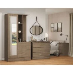 Nevada Rustic Oak Effect Mirrored Open Shelf Wardrobe 12 Nevada Rustic Oak Effect Mirrored Open Shelf Wardrobe -Cheap Bed Store nevada rustic oak effect mirrored open shelf wardrobe p80429 158048 zoom