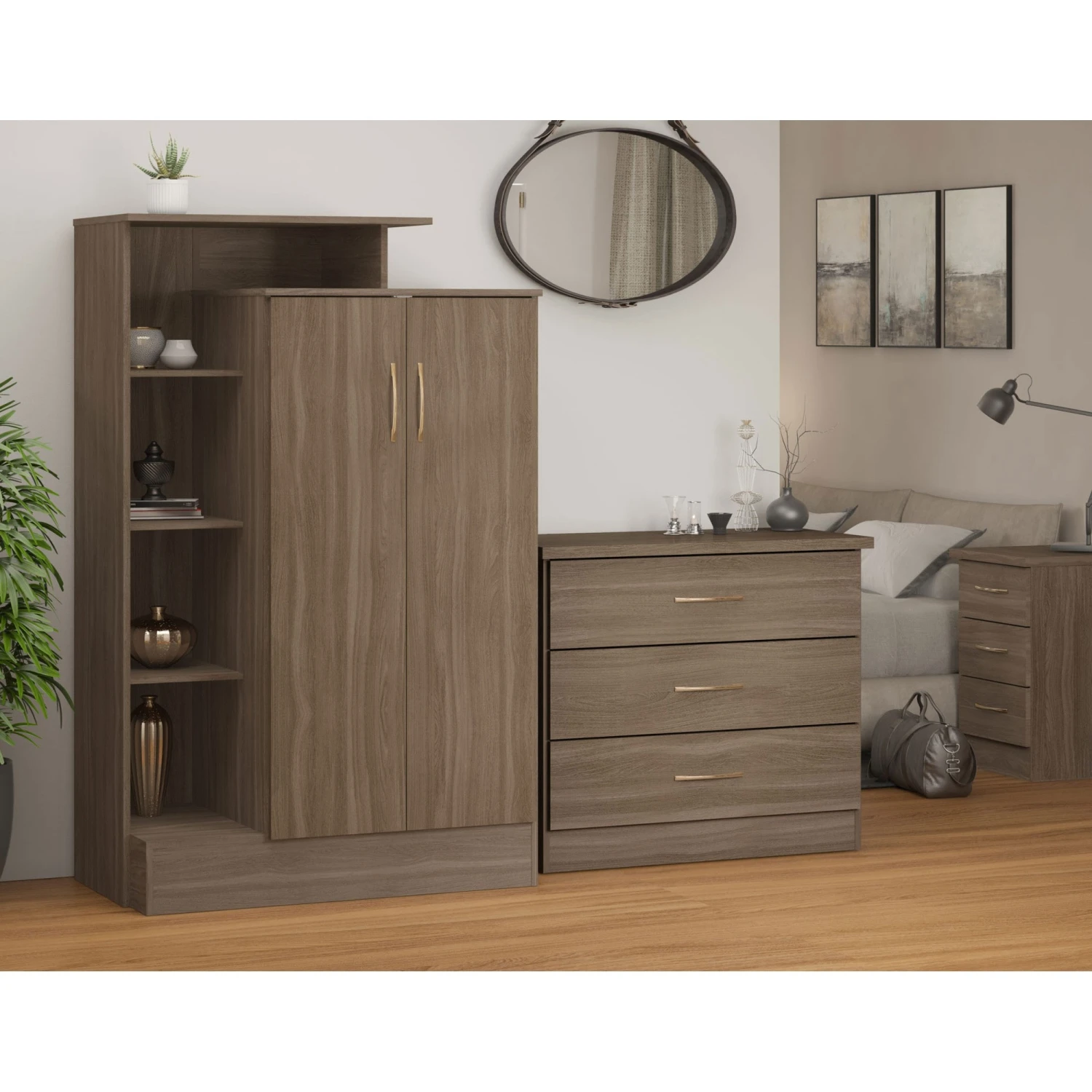 Nevada Rustic Oak Effect Petite Open Shelf Wardrobe 5 Nevada Rustic Oak Effect Petite Open Shelf Wardrobe - Image 4