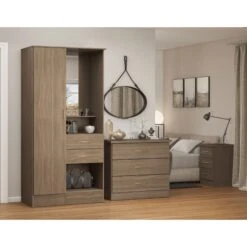 Nevada Rustic Oak Effect Vanity 1 Door Wardrobe -Cheap Bed Store nevada rustic oak effect vanity 1 door wardrobe p80422 158008 zoom