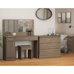 Nevada Rustic Oak Effect Vanity/Dressing Table Set -Cheap Bed Store nevada rustic oak effect vanity dressing table set p80418 157982 zoom