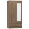 Nevada Rustic Oak Mirrored 2 Door 1 Drawer Wardrobe 1 Nevada Rustic Oak Mirrored 2 Door 1 Drawer Wardrobe -Cheap Bed Store nevada rustic oak mirrored 2 door 1 drawer wardrobe p76712 124438 zoom