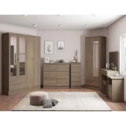 Nevada Rustic Oak Mirrored 2 Door 1 Drawer Wardrobe -Cheap Bed Store nevada rustic oak mirrored 2 door 1 drawer wardrobe p76712 124443 zoom