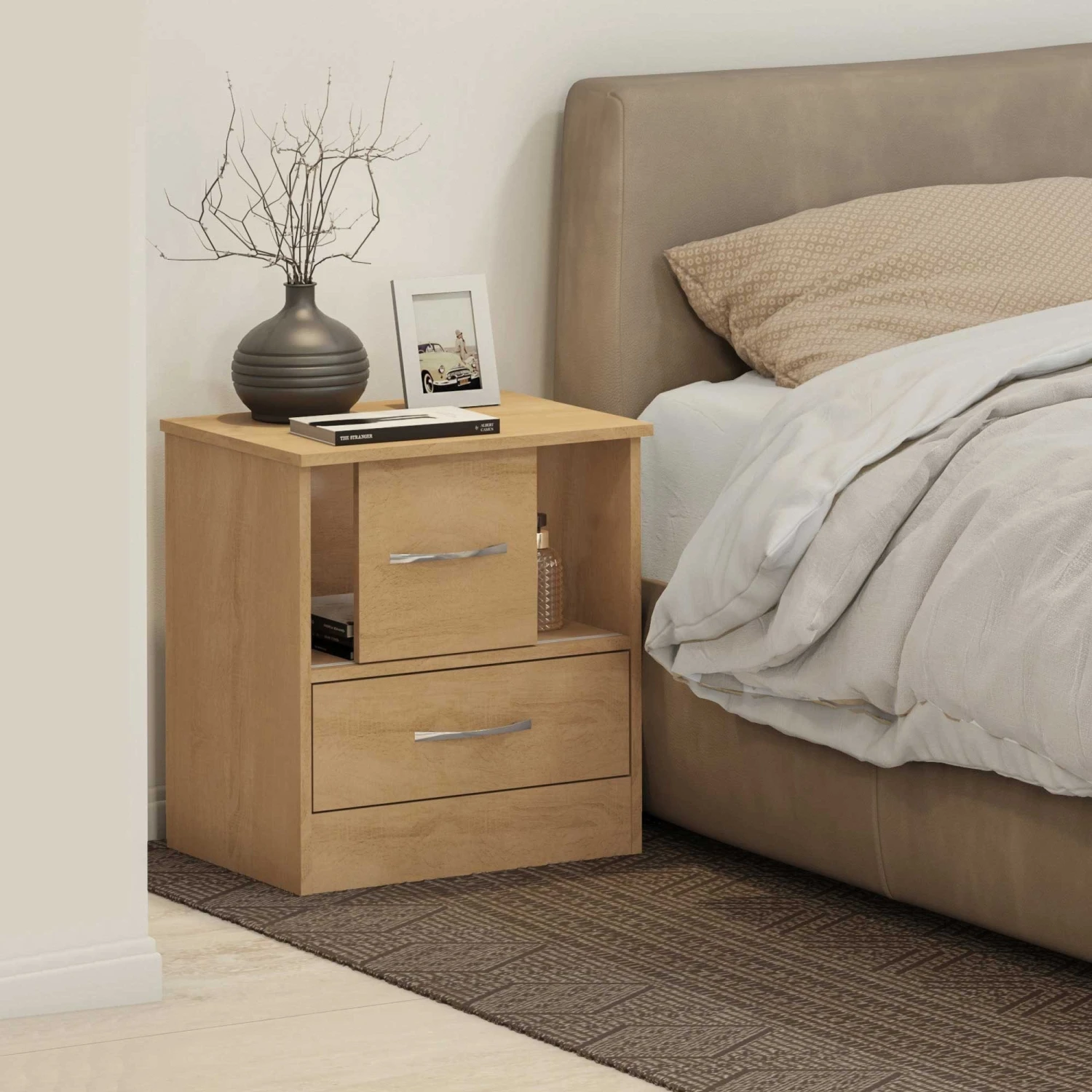 Nevada Sonoma Oak Effect Sliding Door Bedside 7 Nevada Sonoma Oak Effect Sliding Door Bedside - Image 5