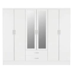 Nevada White Gloss 6 Door 2 Drawer Mirrored Wardrobe -Cheap Bed Store nevada white gloss 6 door 2 drawer mirrored wardrobe p76787 125234 zoom