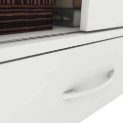 Nevada White Gloss Sliding Door Bedside -Cheap Bed Store nevada white gloss sliding door bedside p76604 124180 zoom