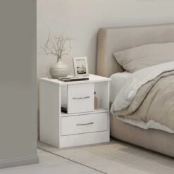 Nevada White Gloss Sliding Door Bedside -Cheap Bed Store nevada white gloss sliding door bedside p76604 124181 zoom