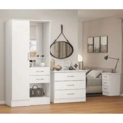 Nevada White Gloss Vanity 1 Door Wardrobe -Cheap Bed Store nevada white gloss vanity 1 door wardrobe p80321 157477 zoom