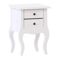 Nishano White 2 Drawer Bedside Cabinet
