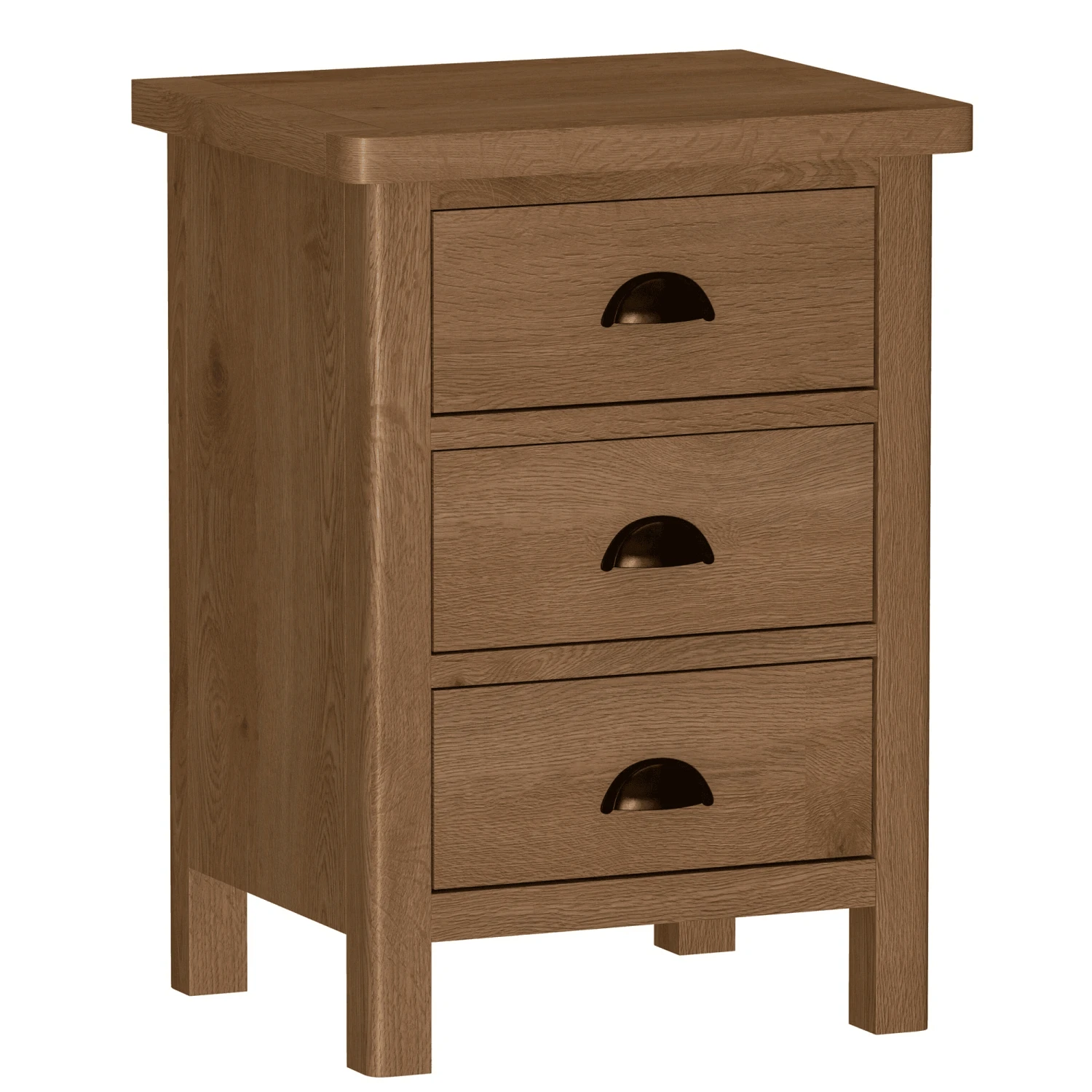 Ranston Oak 3 Drawer Bedside 3 Ranston Oak 3 Drawer Bedside