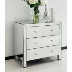 Romano Crystal Mirrored Chest 3 Drawer