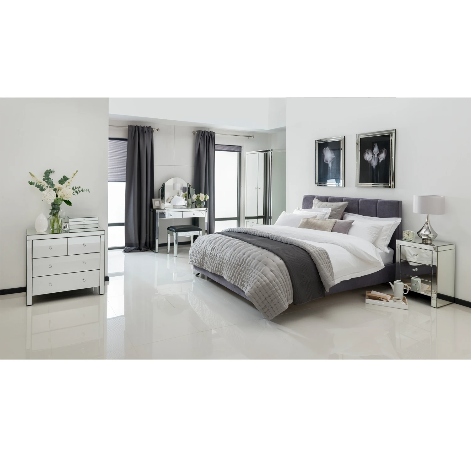 Romano Crystal Mirrored Dressing Table 5 Romano Crystal Mirrored Dressing Table - Image 3