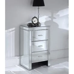 Romano Mirrored Slim Bedside Table