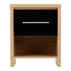 Seville Black Gloss & Light Oak 1 Drawer Bedside Cabinet -Cheap Bed Store seville black gloss light oak 1 drawer bedside cabinet p76546 123765 zoom