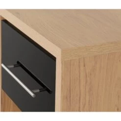 Seville Black Gloss & Light Oak 1 Drawer Bedside Cabinet -Cheap Bed Store seville black gloss light oak 1 drawer bedside cabinet p76546 123768 zoom