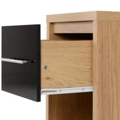 Seville Black Gloss & Light Oak 1 Drawer Bedside Cabinet -Cheap Bed Store seville black gloss light oak 1 drawer bedside cabinet p76546 123769 zoom