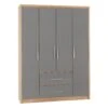 Seville Grey Gloss & Light Oak 4 Door 2 Drawer Wardrobe -Cheap Bed Store seville grey gloss light oak 4 door 2 drawer wardrobe p76553 123842 zoom