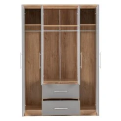 Seville Grey Gloss & Light Oak 4 Door 2 Drawer Wardrobe 12 Seville Grey Gloss & Light Oak 4 Door 2 Drawer Wardrobe -Cheap Bed Store seville grey gloss light oak 4 door 2 drawer wardrobe p76553 123844 zoom