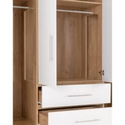 Seville White Gloss & Light Oak 4 Door 2 Drawer Wardrobe -Cheap Bed Store seville white gloss light oak 4 door 2 drawer wardrobe p76556 123874 zoom