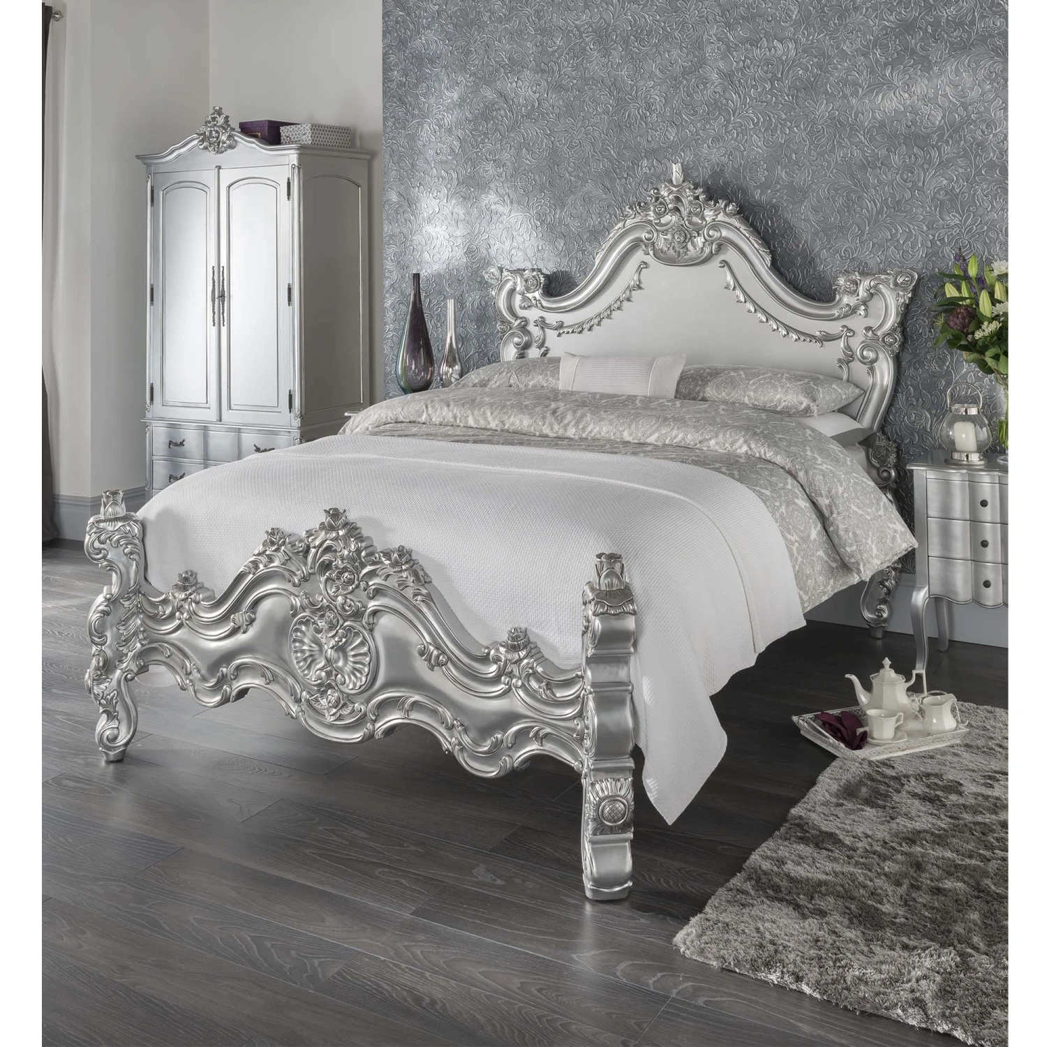 Silver Estelle Antique French Style Bed 4 Silver Estelle Antique French Style Bed - Image 2