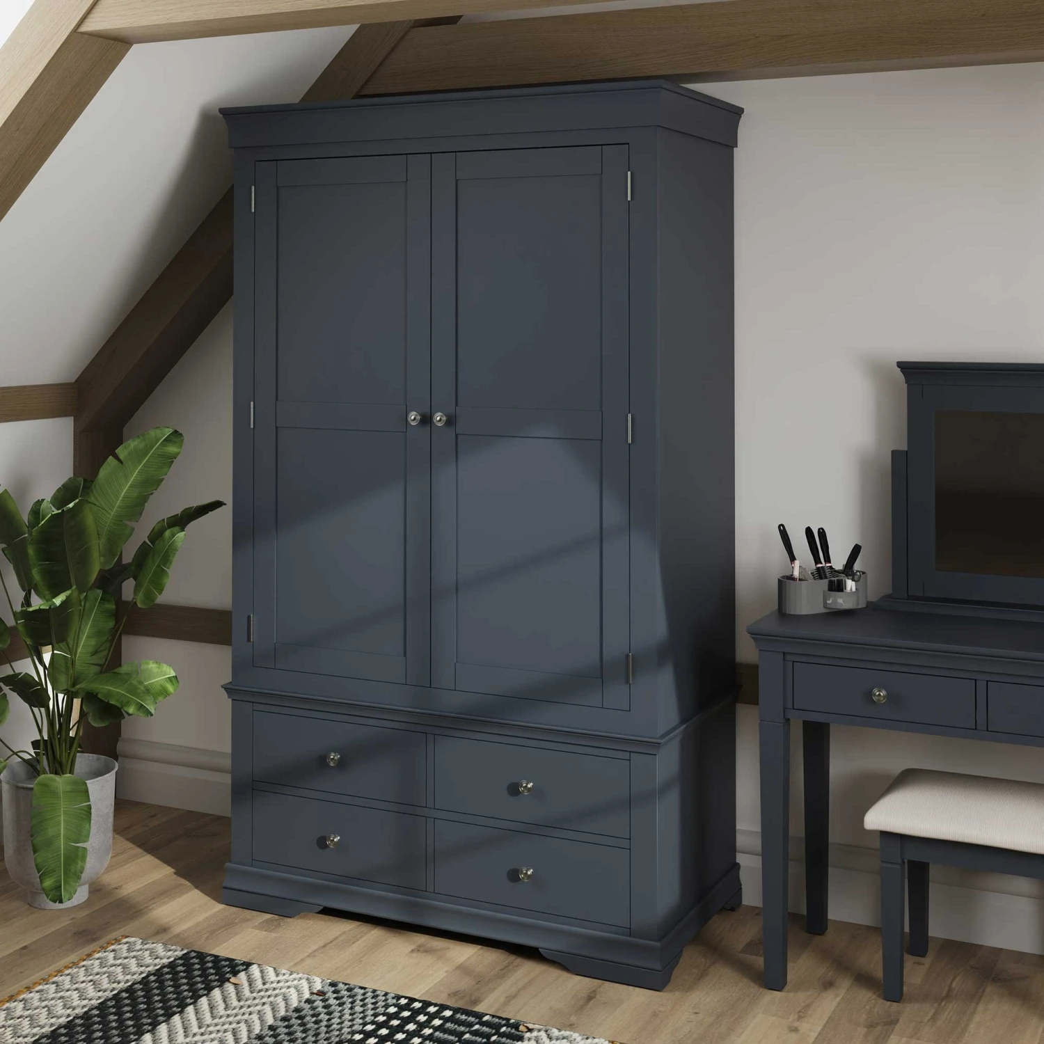 Swindon Midnight Grey 2 Door 4 Drawer Wardrobe 3 Swindon Midnight Grey 2 Door 4 Drawer Wardrobe