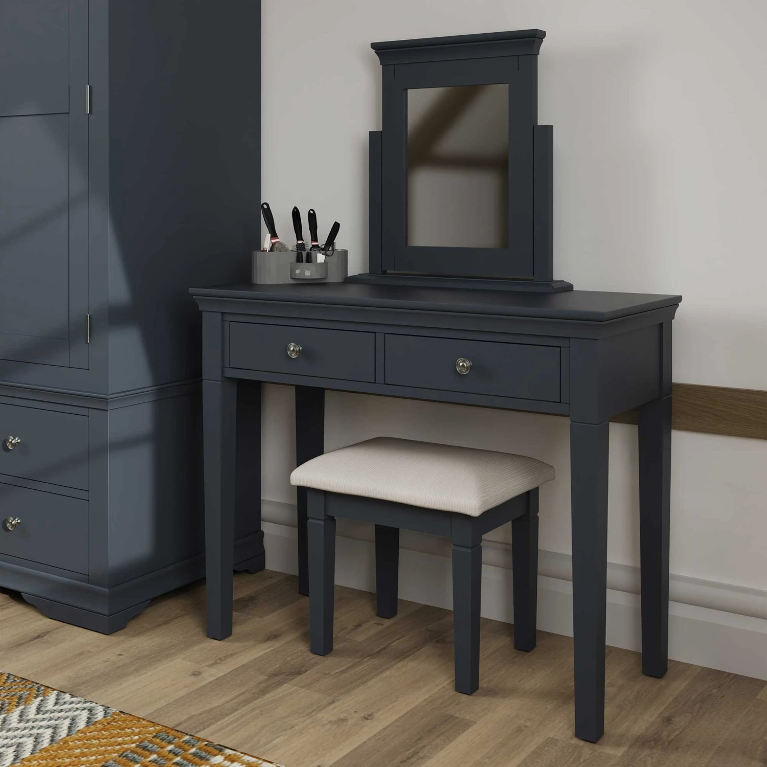 Swindon Midnight Grey 2 Drawer Dressing Table 3 Swindon Midnight Grey 2 Drawer Dressing Table