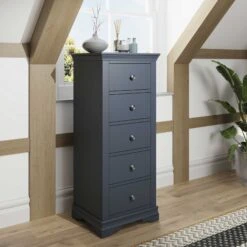 Swindon Midnight Grey 5 Drawer Wellington Chest