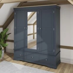 Swindon Oak Midnight Grey 3 Door 3 Drawer Wardrobe