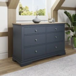 Swindon Oak Midnight Grey 6 Drawer Chest