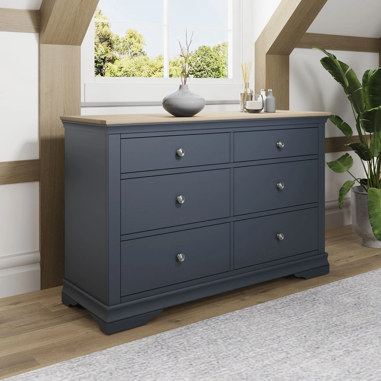 Swindon Oak Midnight Grey 6 Drawer Chest 3 Swindon Oak Midnight Grey 6 Drawer Chest