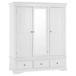 Swindon White 3 Door 3 Drawer Wardrobe