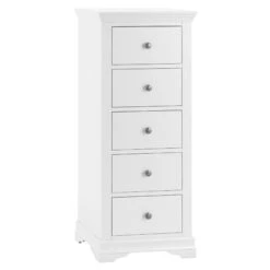 Swindon White 5 Drawer Tallboy Chest
